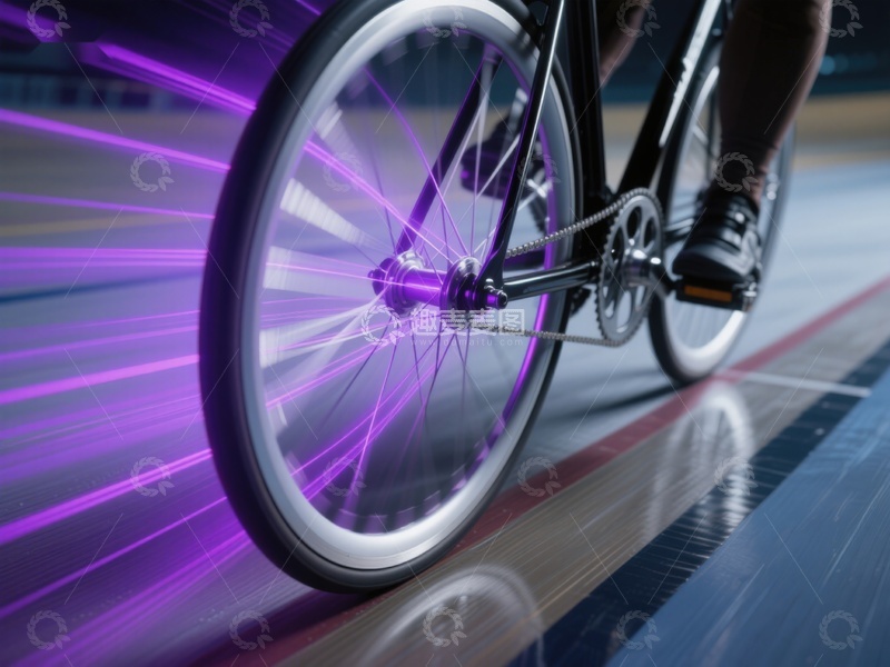 高清大图下载【趣麦麦图】-动感自行车轮与紫色光影
