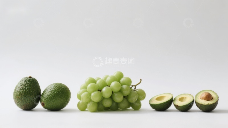 高清大图下载【趣麦麦图】新鲜牛油果与葡萄的排列展示