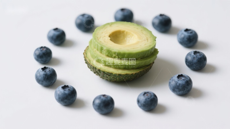 高清大图下载【趣麦麦图】切片牛油果与蓝莓的健康组合