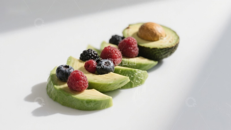 高清大图下载【趣麦麦图】新鲜牛油果与浆果的健康组合