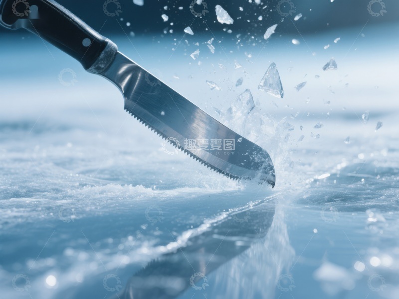 高清大图下载【趣麦麦图】刀刃切割冰面瞬间