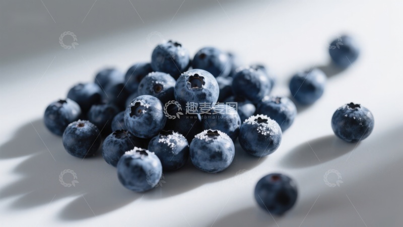 高清大图下载【趣麦麦图】新鲜蓝莓散落桌面