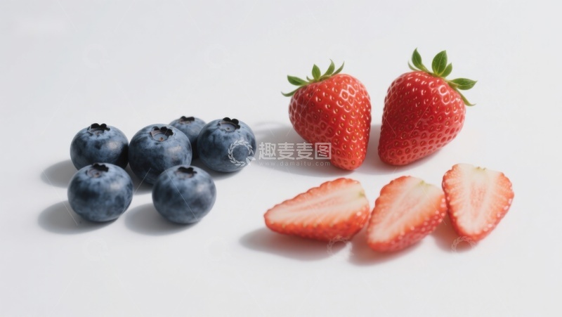 高清大图下载【趣麦麦图】蓝莓与草莓的清新对比