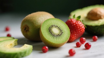 新鲜水果组合：奇异果、草莓与浆果