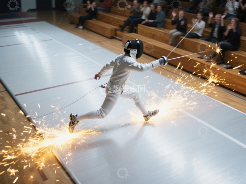 高清大图下载【趣麦麦图】击剑选手激烈对决，火花四溅