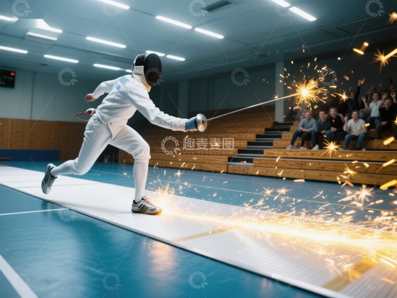 高清大图下载【趣麦麦图】击剑选手激烈对决，火花四溅
