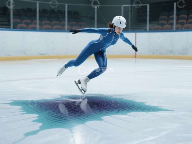 高清大图下载【趣麦麦图】速滑运动员在冰面上疾驰