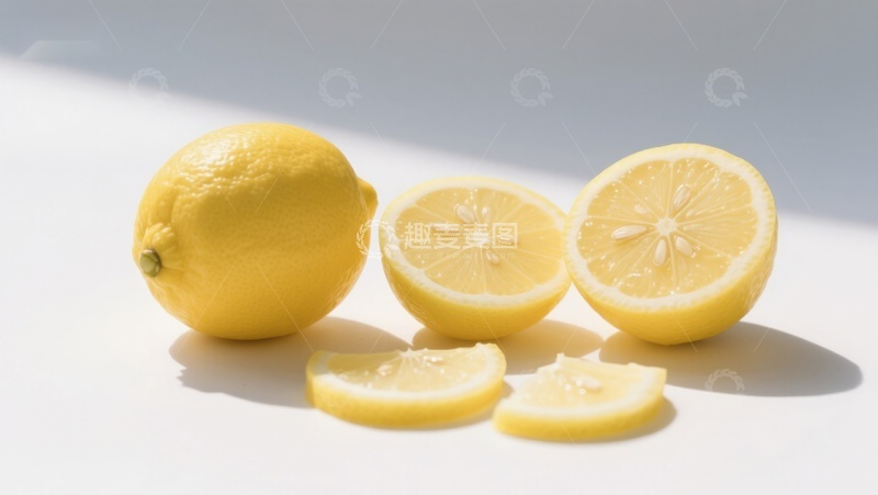 高清大图下载【趣麦麦图】新鲜柠檬切片与整果展示
