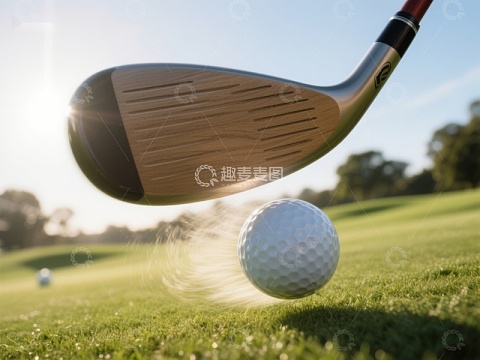高尔夫球杆击球瞬间
