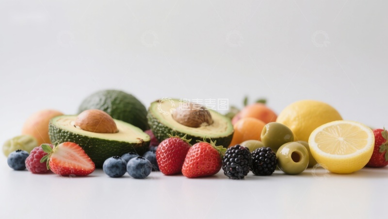 高清大图下载【趣麦麦图】新鲜水果与蔬菜的健康组合