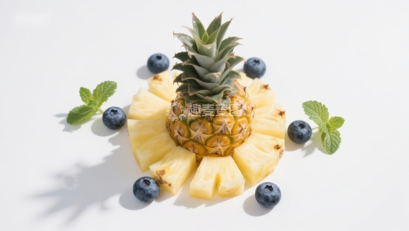 高清大图下载【趣麦麦图】菠萝切片与蓝莓装饰