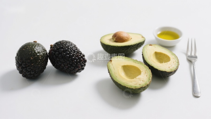 高清大图下载【趣麦麦图】新鲜牛油果与果肉展示