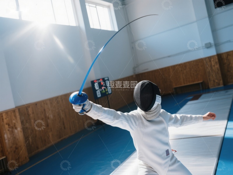 高清大图下载【趣麦麦图】击剑运动员室内训练瞬间