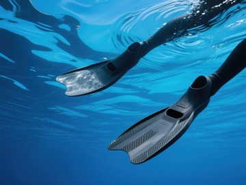 水下泳者脚蹼特写