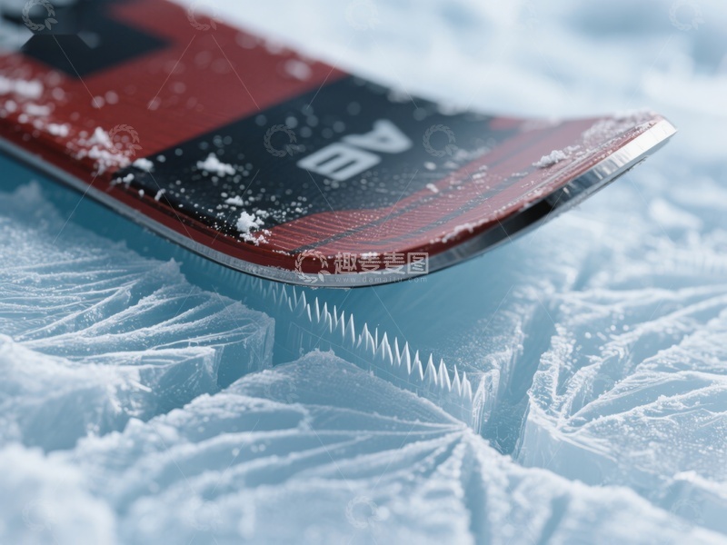 高清大图下载【趣麦麦图】雪地上的滑雪板特写