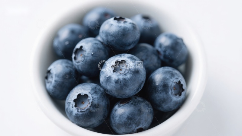 高清大图下载【趣麦麦图】新鲜蓝莓盛于白色碗中