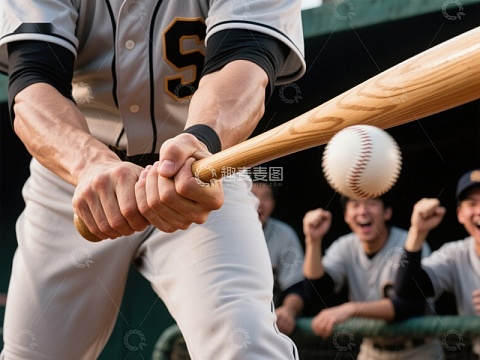 棒球运动员挥棒瞬间