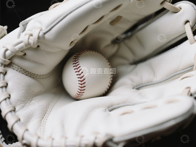 高清大图下载【趣麦麦图】白色手套中的棒球特写