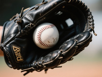 棒球手套紧握白色棒球