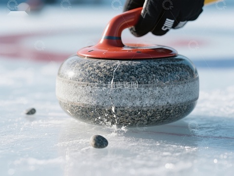 冰壶运动员投掷瞬间