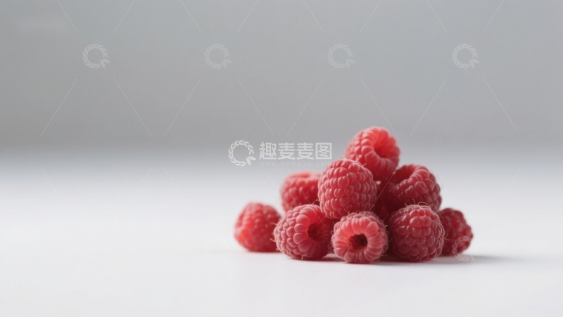 高清大图下载【趣麦麦图】新鲜红莓堆叠在白色背景上