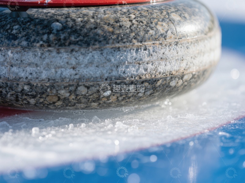 高清大图下载【趣麦麦图】冰壶特写：石质纹理与冰面接触