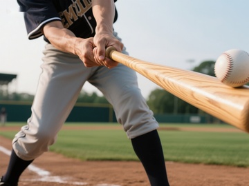 棒球选手挥棒击球瞬间