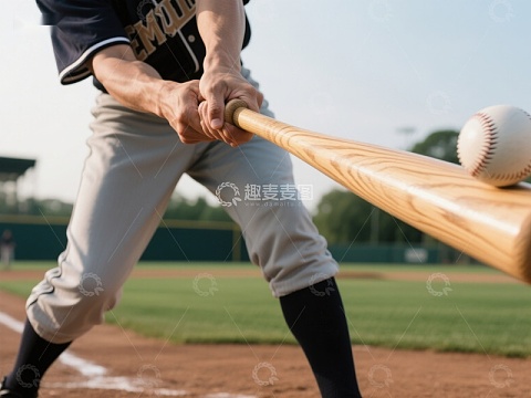 棒球选手挥棒击球瞬间
