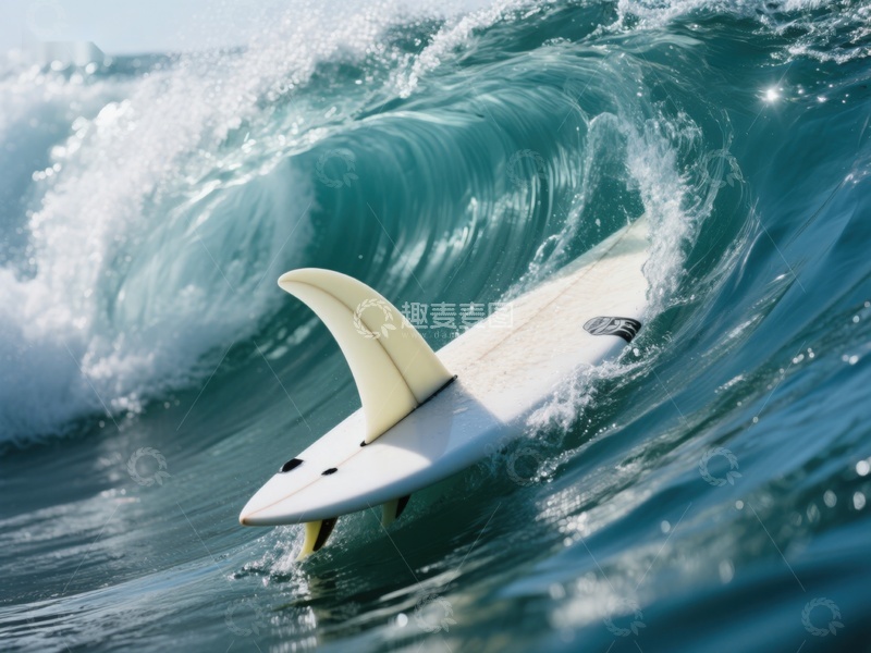 高清大图下载【趣麦麦图】冲浪板在海浪中翻滚