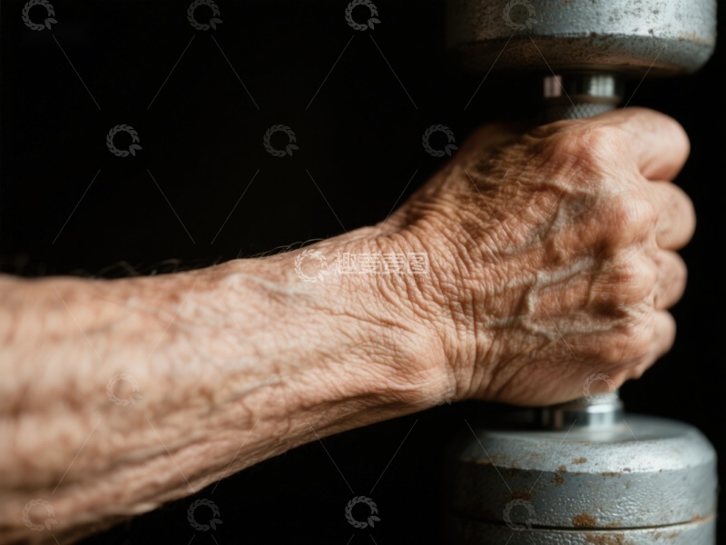 高清大图下载【趣麦麦图】紧握哑铃的苍老双手