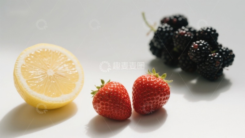 高清大图下载【趣麦麦图】柠檬草莓黑莓的清新组合
