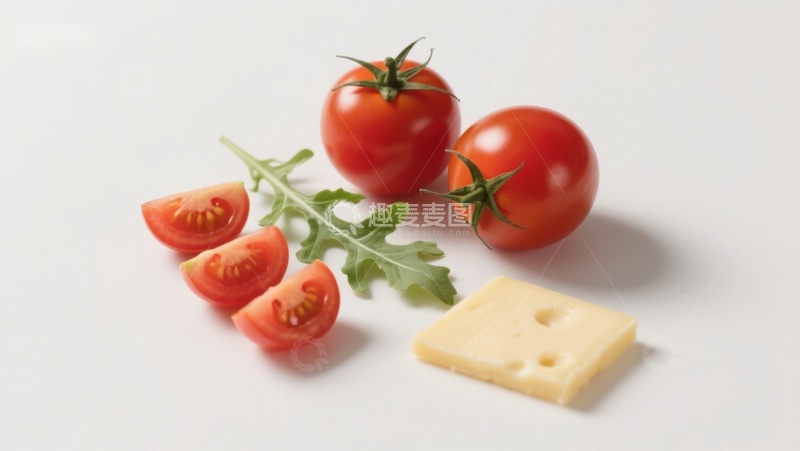 高清大图下载【趣麦麦图】新鲜番茄与奶酪的组合