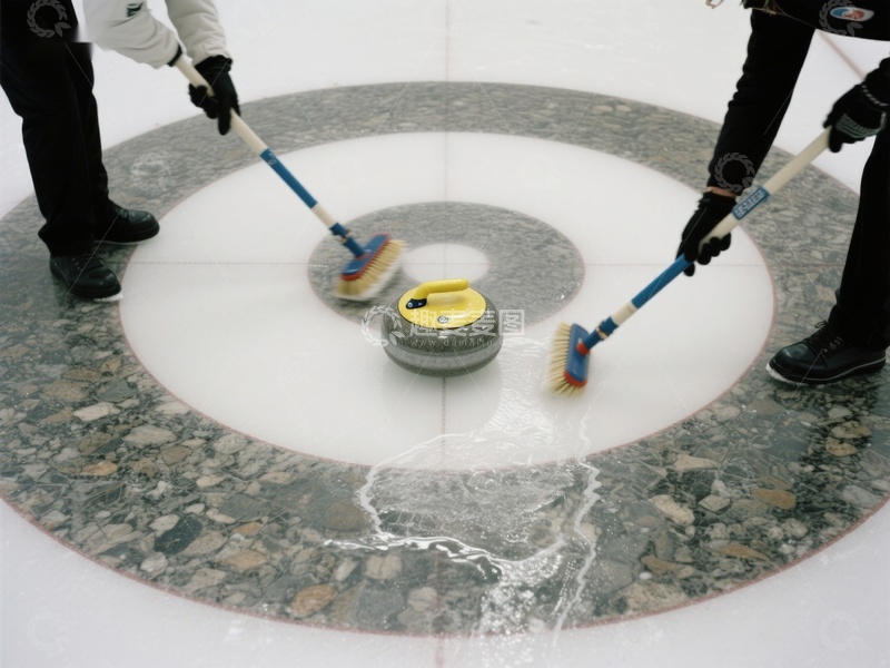 高清大图下载【趣麦麦图】冰壶比赛中的刷冰瞬间