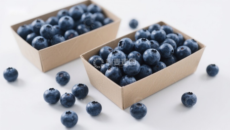 高清大图下载【趣麦麦图】新鲜蓝莓装在纸盒中