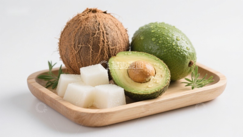 高清大图下载【趣麦麦图】椰子、牛油果与椰肉块的清新组合