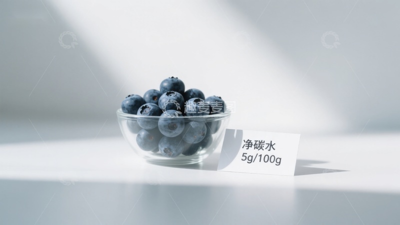 高清大图下载【趣麦麦图】蓝莓净碳水含量展示