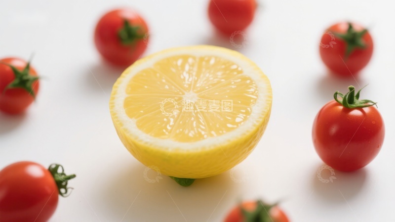 高清大图下载【趣麦麦图】柠檬切片与樱桃番茄的清新组合