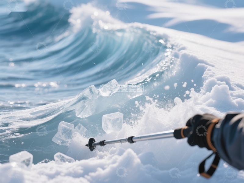 高清大图下载【趣麦麦图】冰川探险：手持冰镐探索冰雪世界