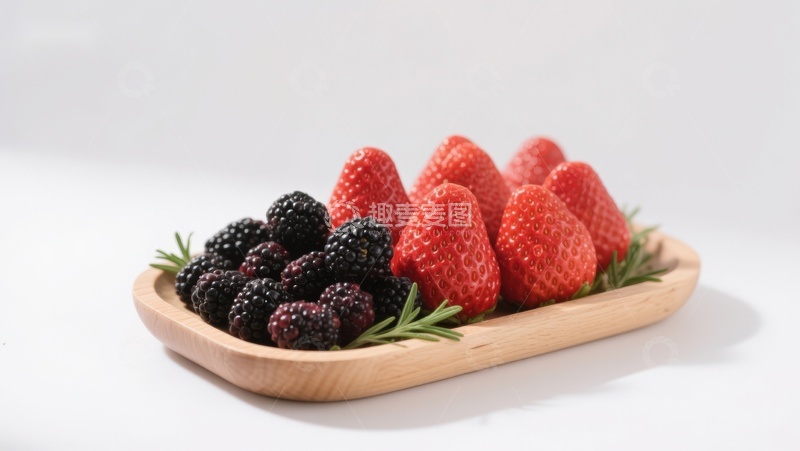 高清大图下载【趣麦麦图】新鲜草莓与黑莓摆盘