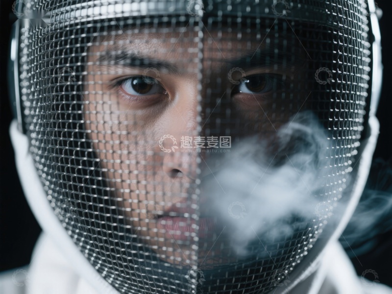 高清大图下载【趣麦麦图】击剑运动员专注神情