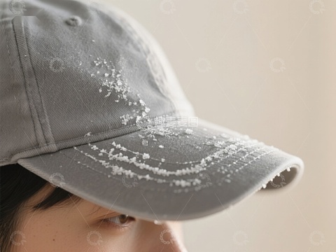 汗水结晶的棒球帽特写
