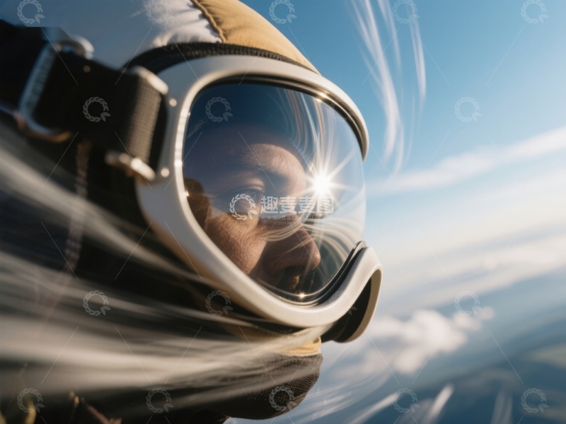 高清大图下载【趣麦麦图】飞行员头盔特写，阳光反射