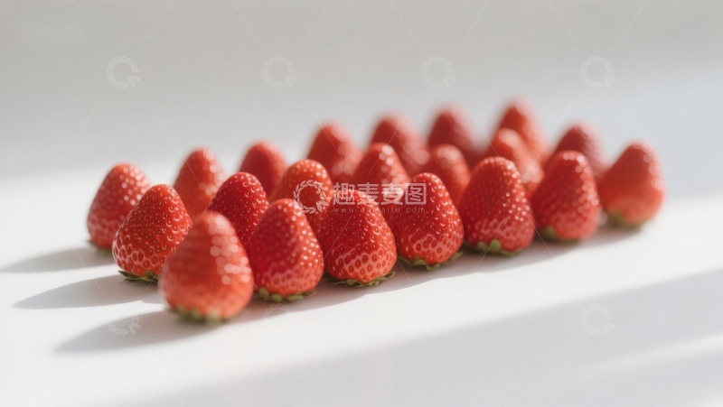 高清大图下载【趣麦麦图】排列整齐的鲜红草莓