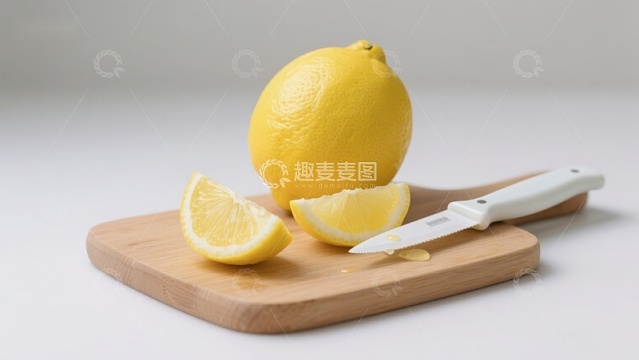 切开的柠檬与刀具