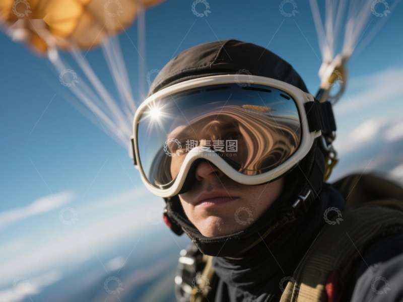 高清大图下载【趣麦麦图】高空跳伞者自拍瞬间