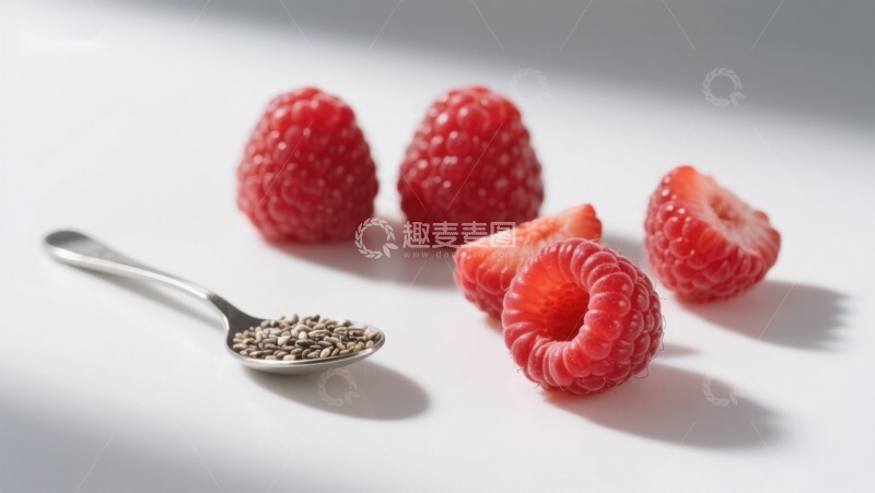 高清大图下载【趣麦麦图】新鲜覆盆子与一勺种子