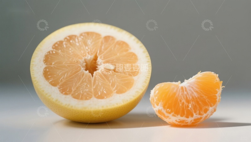 高清大图下载【趣麦麦图】切开的柑橘与剥皮的橙瓣