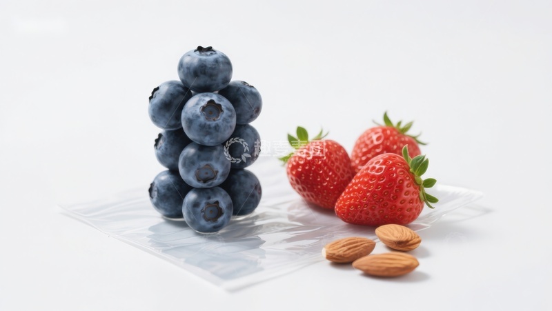 高清大图下载【趣麦麦图】蓝莓草莓与杏仁的健康组合