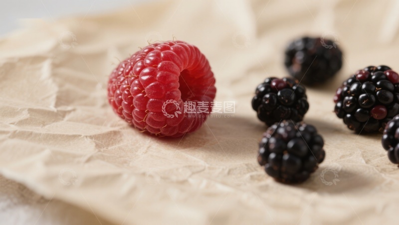 高清大图下载【趣麦麦图】新鲜覆盆子与黑莓静物图