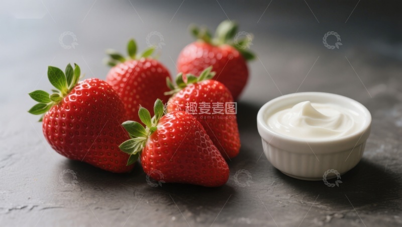高清大图下载【趣麦麦图】新鲜草莓配奶油